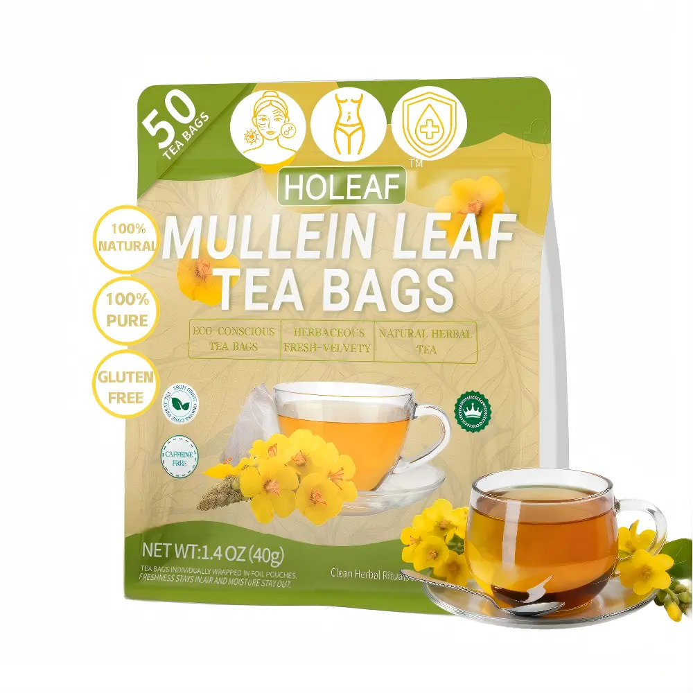 Mullein Tea Bags - Organic Mullein Leaf Tea for Lungs Cleanse and Respiratory Support, Caffeine Free - 50 Tea Bags