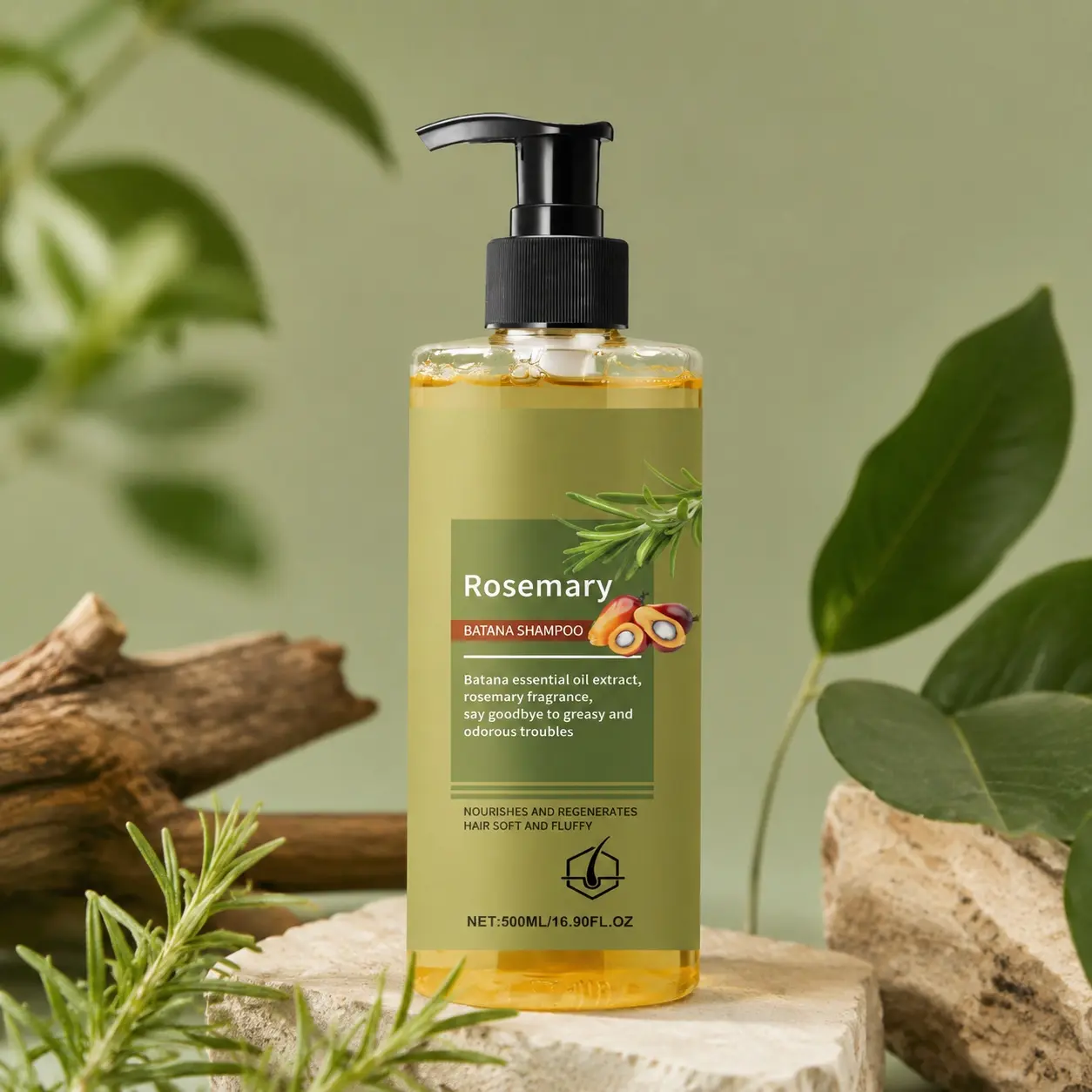 Natural Rosemary Hair Shampoo, Clarifying Scalp Wash, Strengthens Fragile Hair, Hydrates & Softens Frizz, Delivers Fresh Voluminous Lightweight Hair Daily