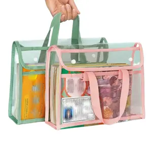 Waterproof Transparent Expandable File Folder – Thickened PVC A4 Document Bag with Zipper & Mesh Design, Thick PVC Material, Large Capacity Storage Organizer for Office, School & Home Use