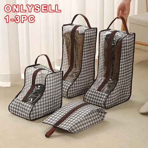 1/3pc Multi-Functional Fabric Boot Storage Bag with Handle:Moistureproof & Dustproof with Transparent Window, Portable Boot Cover, Suitable for Tall Boots and Short Boots - Lightweight Design, Hanging Shoe Organizers, Dustcover