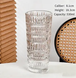 Aesthetic Transparent Glass Cup with Lid & Straw, Large Capacity Iced Coffee Mug for Iced Americano & Latte, Cute Nordic Style Embossed Glass Tumbler, Luxury Vintage Drinking Cup for Office & Home, Perfect for Juice, Milk, Beer, Whiskey