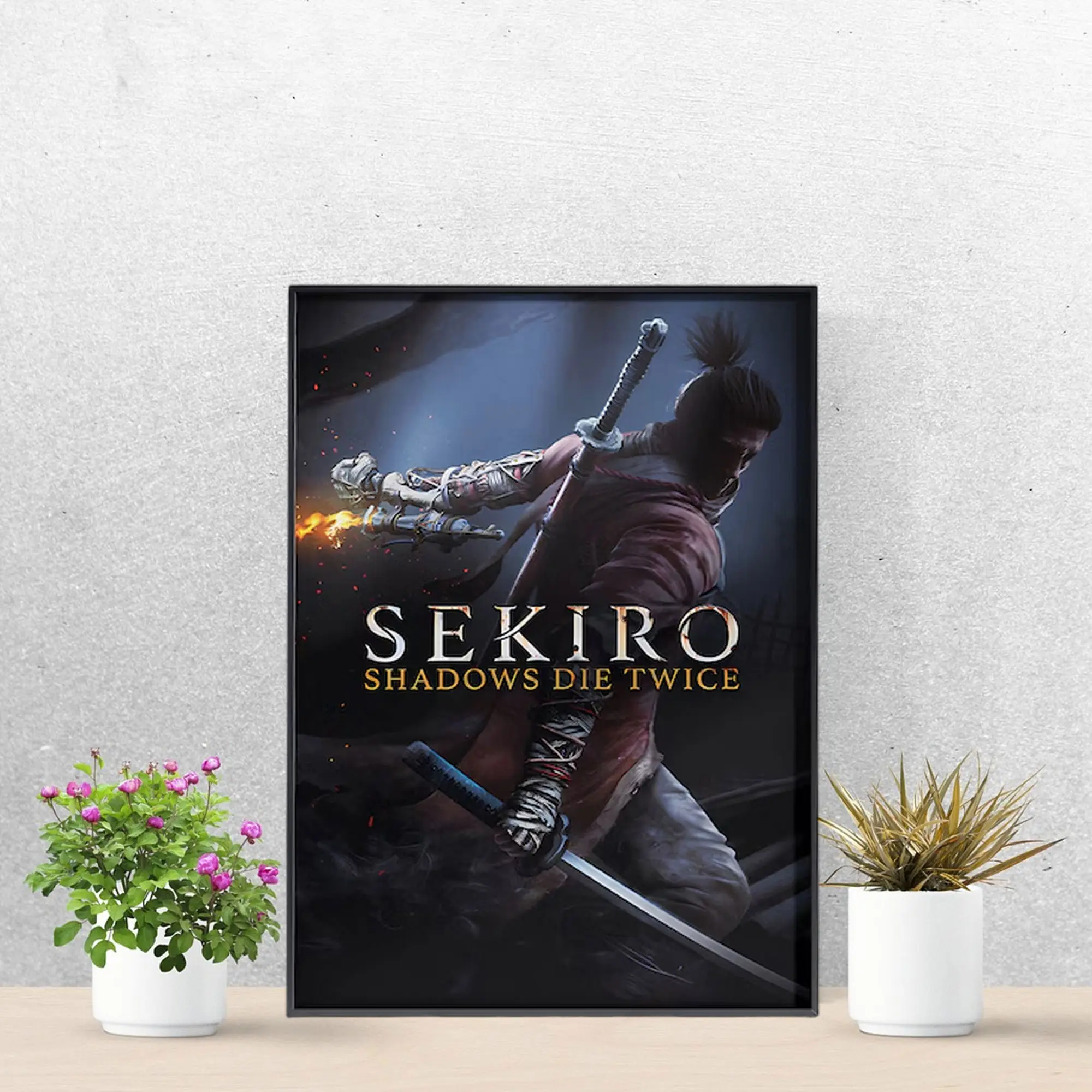 Sekiro Shinobi Warrior Poster, Dark Samurai Action Wall Art, Shadows Die Twice Game Decor, Gift for Gamers