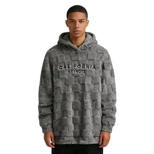 Men's California Keynote Embroidered Fleece Pullover Heavyweight Grid Fleece Hoodie Modern Casual Long Sleeve No Zip Comfort Fit