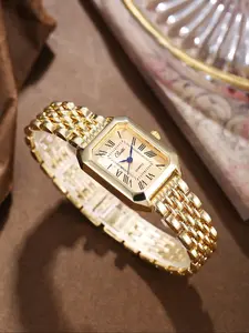 Women's Elegant Analog with Clear Roman Numerals, Blue Hands, Square Dial, Metal Chain Strap, Casual Style, All Seasons, Square Dial Wristwatch