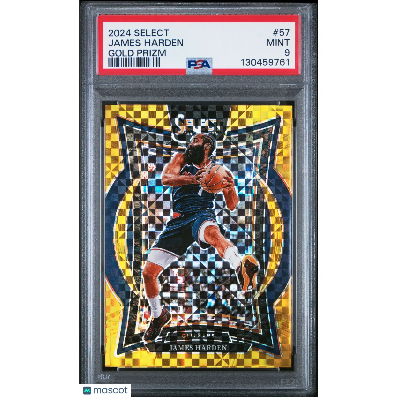 2024 Panini Select James Harden #57 Gold Prizm /10 PSA 9
