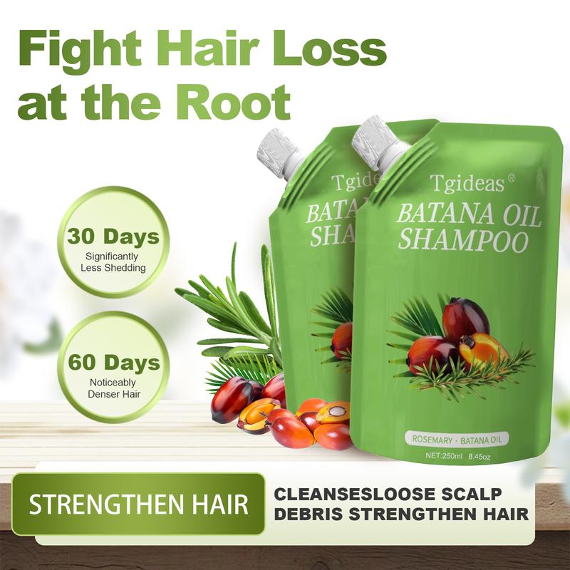Tgideas Rosemary Batana Oil Shampoo - Promotes hair growth, strengthens hair strands, cleanses hair, contains natural extracts to care for hair, daily hair care 250ml (8.45oz). Nourishing Repair