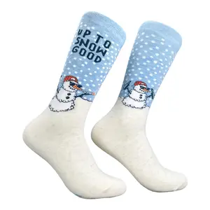 Men's Up To Snow Good Socks Funny Sarcastic Christmas Graphic Novelty Footwear For Men Funny Graphic Socks Comfortable Fitted Spandex Cotton
