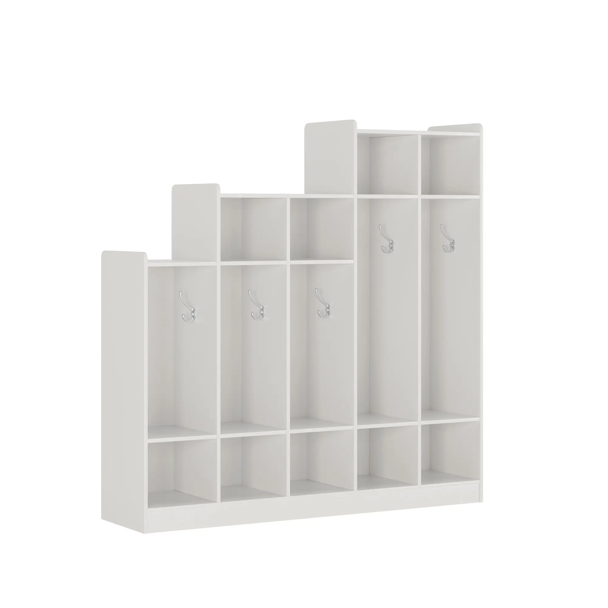 Garvee Child-Safe Multi-Section Kids Coat Locker – 5 Compartments 9 Storage Cubbies 10 Hooks – Wooden Organizer Cabinet for Nursery Entryway Daycare – Anti-Tip & Safe Furniture