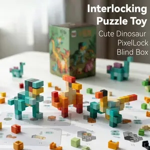 Cute Dragon Pixel Interlocking Blocks Blind Box, Dinosaur Toy Building Set, Jurassic World Pixel Block Puzzle Toys, Kids Educational Gift