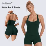 Coral Canton Seamless Halter Top & Sports Shorts Set SohoChic