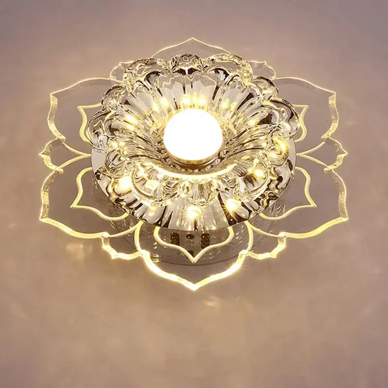 Modern Acrylic Crystal Lampshade LED Surface-Mount Ceiling Lamp - Ambient Decoration Fixture, Modern Mood Lighting with Warm & White Light for Living Room, Porch