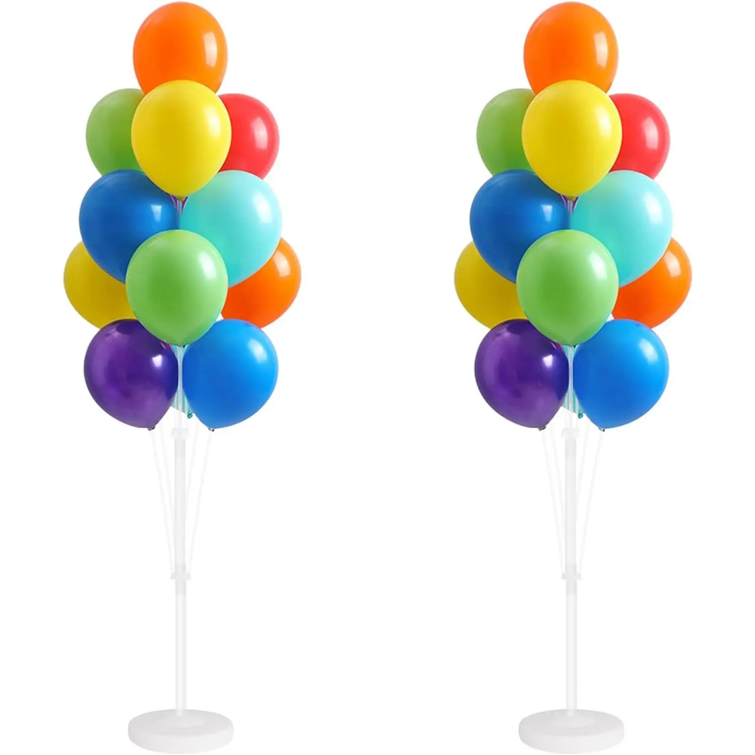 Multicolor Plastic Balloon Column Kit (Set of 2) - Sturdy, Reusable, Acrylic Floor-Standing with Stand, Base, Pole, Double-Sided, 2 Different Height Sizes - Festive Backdrop Decoration for Christmas, Wedding, Home & Party Supplies, Thanksgiving, Birthday