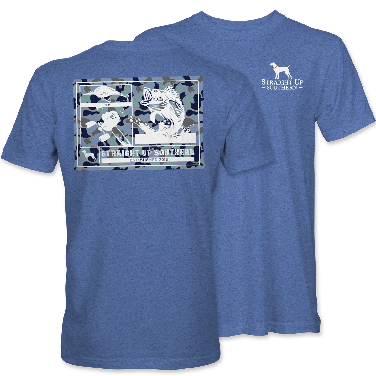 Bass Camo Patch Graphic T-Shirt – Straight Up Southern | Heather Royal
