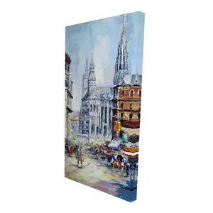 Begin Home Decor 2080-4824-CI63 24 x 48 in. Contemporary Building Blue Canvas - Busy Street Wall Art Decor