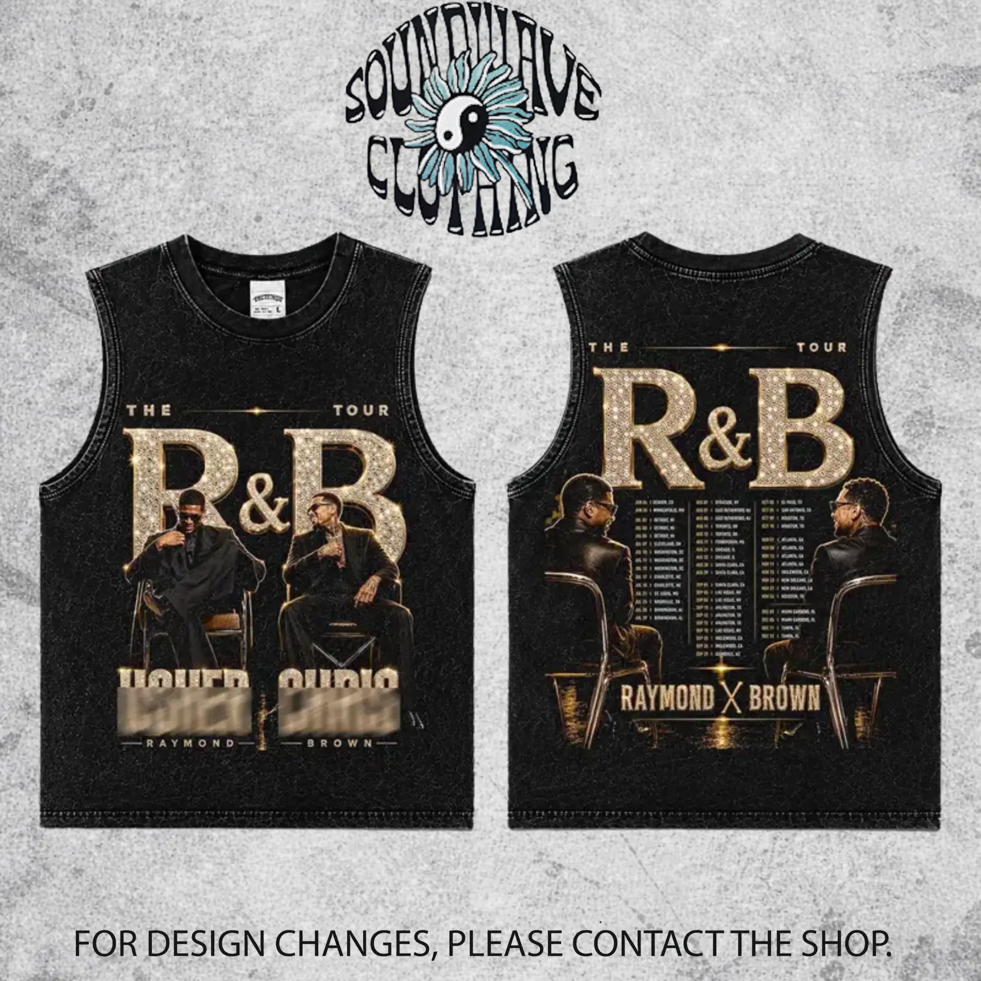 [SWW] The R&B Tour 2026: Raymond & Brown  Premium Acid Washed 100% Tank Top T-Shirt, R&B Music Duo Graphic Tee, Urban Hip Hop Soul Streetwear Shirt, Concert Tour Merch, Gift for R&B Fans, Vintage Music Tee