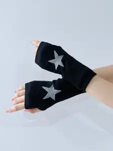 Women's Punk Style Star Design Fingerless Gloves, Y2K Style Warm Gloves for Party, Daily Clothing Decor, Trendy All-match & Exquisite Gloves for Birthday Gift