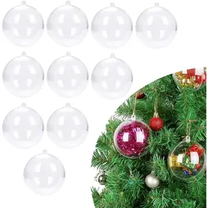 10 Pcs 3.14 inch/80mm Transparent Plastic Fillable DIY Craft Balls for Christmas Birthday Wedding Party Home Decoration Ornaments