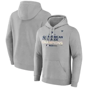 Men's New York Yankees Fanatics Heather Gray 2024 American League Champions Locker Room Pullover Hoodie