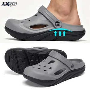 Lxso Men's Outdoor Summer Clogs Arch Support Thick Sole Non-Slip Odor-Resistant Beach Sandals Comfort for Flat Feet & Plantar Fasciitis