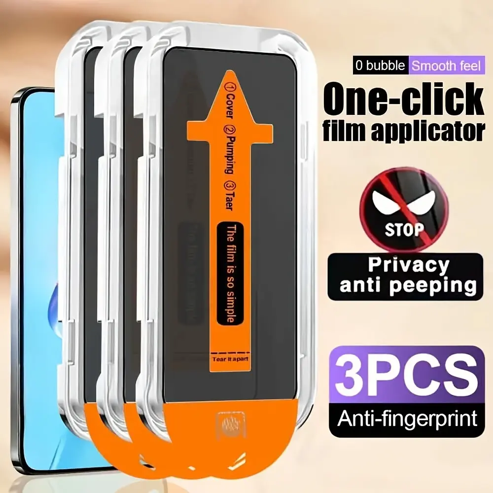 3 pcs Privacy Screen Protector Smartphone Accessories Compatible With Samsung Galaxy A57 A56 A55 A54 A36 A35 A34 A26 A25 A24 A14 A53 5G A33 A23 A13 A52 A52S A32, Protective, Protection, Anti-Scratch, Anti-Fingerprint, Anti-Peeping, Installation Tools