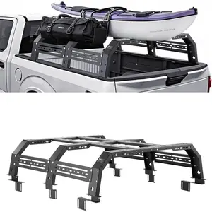 VEVOR Overland Truck Bed Rack, 51.2-65.4 in Width, Adjustable Overland Bed Cargo Rack with Sidebar, 900 lbs Static Capacity, Compatible with Mid-Size Trucks Tacoma/Ranger/Colorado/Canyon