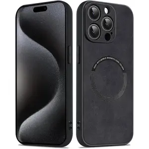 Phone case for iPhone 17 16 15 14 13 12 Pro Max plus Case Compatible with Magsafe 16E , TPU and Suede PU Leather Case, Anti-Vibration Anti-Slip Ultralight  Cover for iPhone 17 Pro Max phone cases