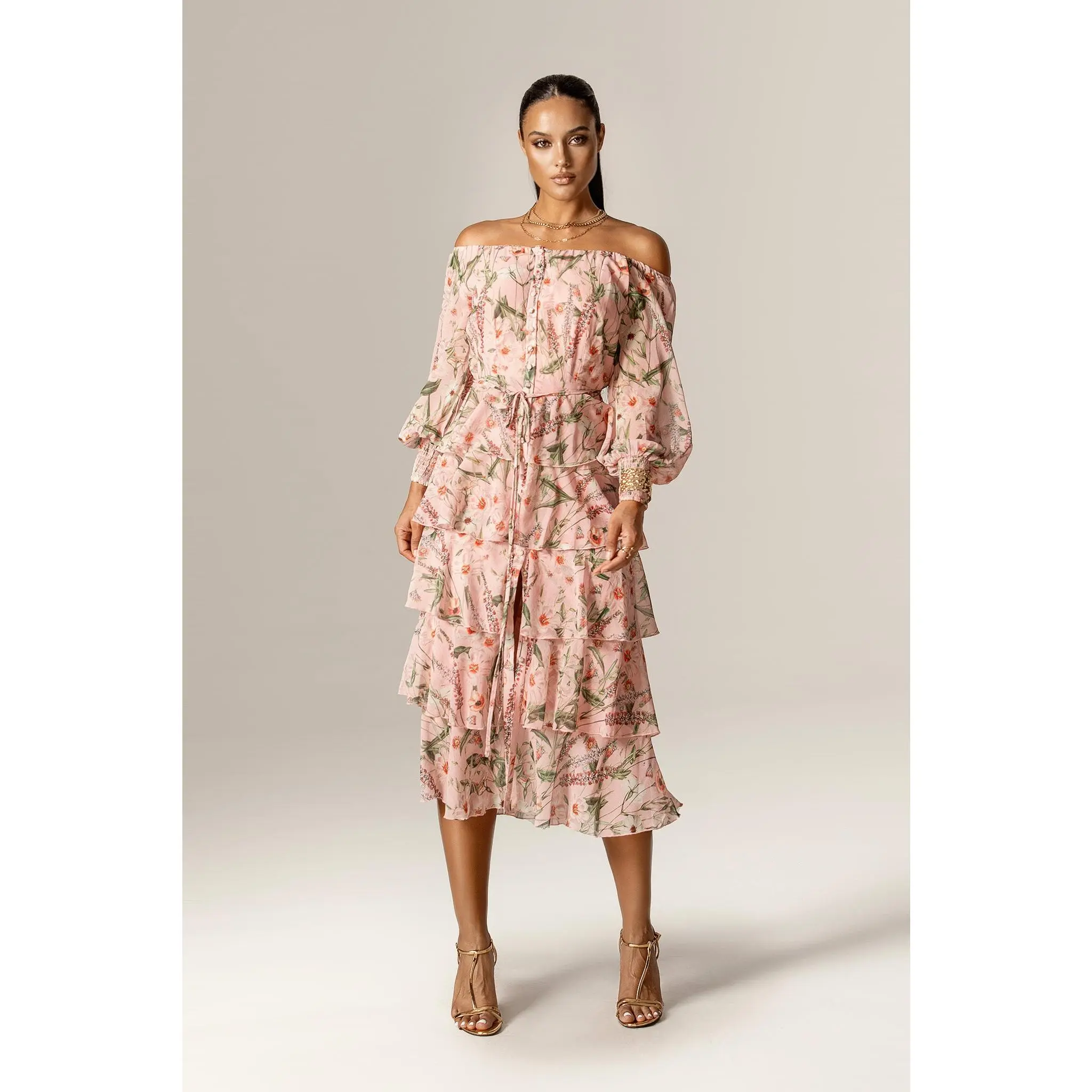 Dorra Off-Shoulder Floral Georgette Chiffon Midi Dress - Rosy Meadow | Women's Long Sleeve Ruffle Tiered Dress - Stylish Summer Spring Dress for Casual. Vacations & Outdoor Wear - Womenswear Clothing - TikTok Shop Dorra Off-Shoulder Floral Georgette Chiffon Midi Dress - Rosy Meadow | Women's Long Sleeve Ruffle Tiered Dress - Stylish Summer Spring Dress for Casual. Vacations & Outdoor Wear - Womenswear Clothing - TikTok Shop
