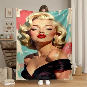 Marilyn Monroe Vintage Flannel Blanket, Classic Hollywood Art Print, Soft Comfortable All-Season Nap Blanket, Cozy Throw Blanket, Home Office Travel Use