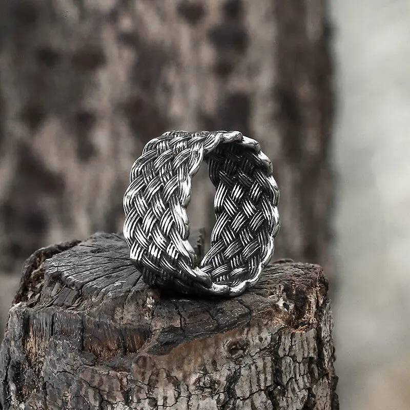 GTHIC Minimalism Braided Stainless Steel Ring for Men and Women Simple Jewelry Daily Wear