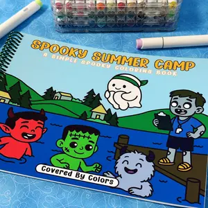 Spooky Summer Camp: Cute Cozy Spooky Campers Doing Daily Camp Activities for Relaxation Coloring Book for Adults and Teens (Spooky Cute Designs Coloring)