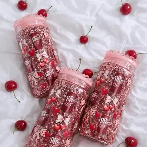 JCH HYDRATE 16oz Double Wall Tumbler – Aesthetic Cup with Lid & Plastic and Glass Straws, Iced Coffee Glass, Cute Gift for Her Water Bottle Drinkware Portable Washable Reusable Mug