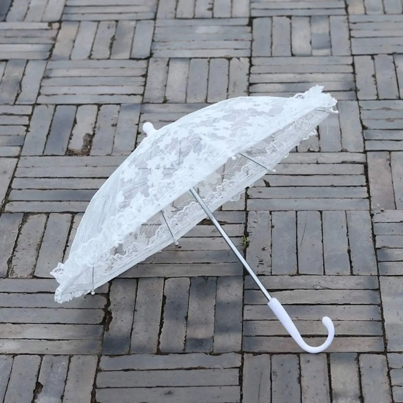 Wedding Party Supplies White Bride Lace Umbrella Rose Pattern Handmade Craft Umbrella Studio Wedding Photography Props Umbrella
