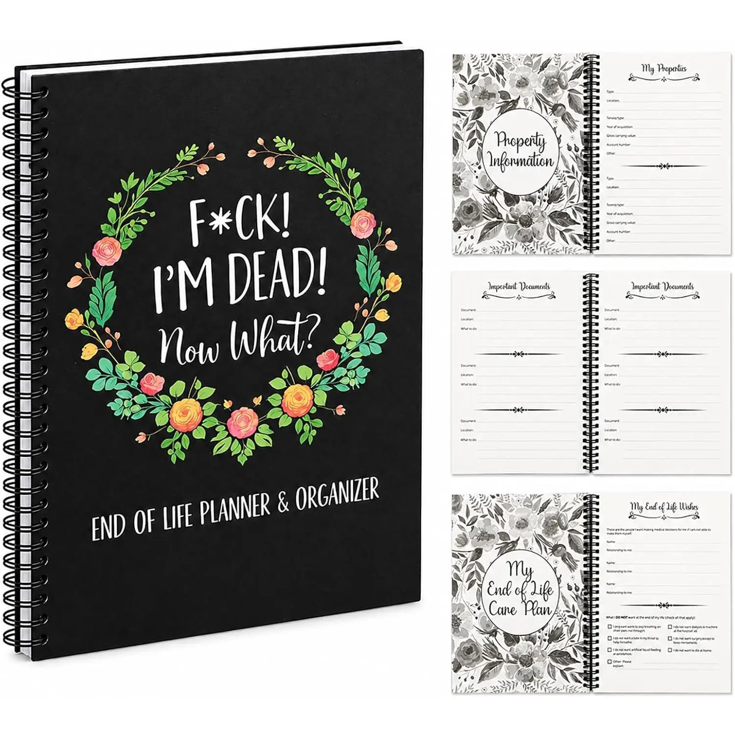 End of Life Planner Organizer Binder - Funny Workbook | I'M  Now What Book | Important Document Organizer for Final Wishes | Estate Planning, Passwords,  and Financial | Upgrade paper