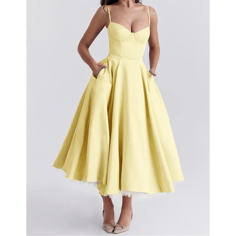 Women's 2026 New Summer Sleeveless High-Grade Elegant Polyester French Mesh Double-Layer A-Line Large Swing Flower Princess Dress - Formal Wear with Accessories for Formal, Going Out Style Occasions Casual Elegance