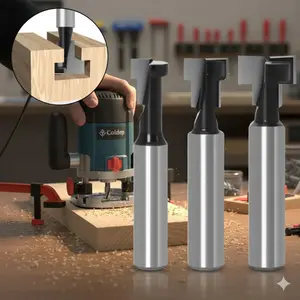 1/4 Inch T-Slot Milling Cutter Set, Keyhole Router Bits for Woodworking, Durable Grooving Tool for Furniture, Precision Cutting, Anti-Slip Industrial Accessory, Available in Single or 3-Piece Kit