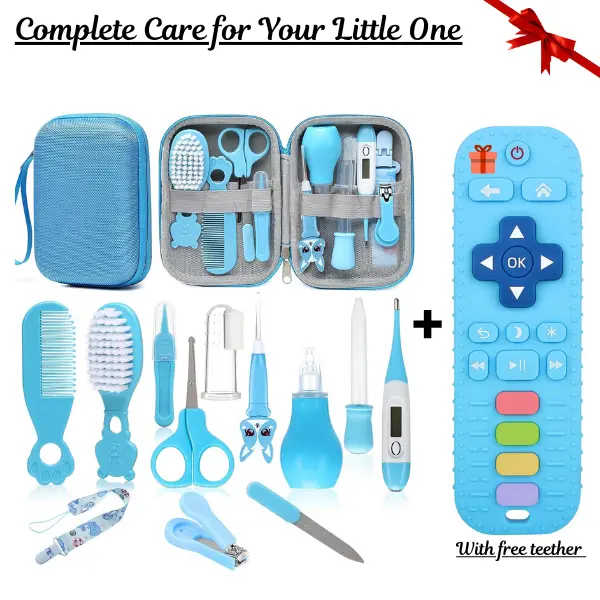 Baby Healthcare & Grooming Kit for Newborns | Baby Nail Clipper, Hair Brush, Thermometer & Nursery Essentials Gift Set