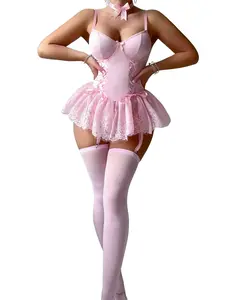 Goth Baddie Lingerie Set | Black Lace Corset Bra Dress with Garter Straps | Edgy & Seductive Intimate Look