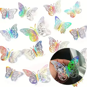 Random Style 3D Butterfly Decorative Wall Sticker, Sticker Set, Decoration Sticker, 12pcs/bag Self Adhesive Wall Decal, Wall Decor for Home Living Room Bedroom Dance Room Ballet Room, Ornaments