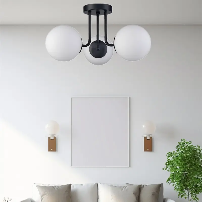 Modern Nordic Style 3-Head E27 Ceiling Light, Creative Magic Ball Chandelier for Living Room, Bedroom, Study, Indoor Lighting