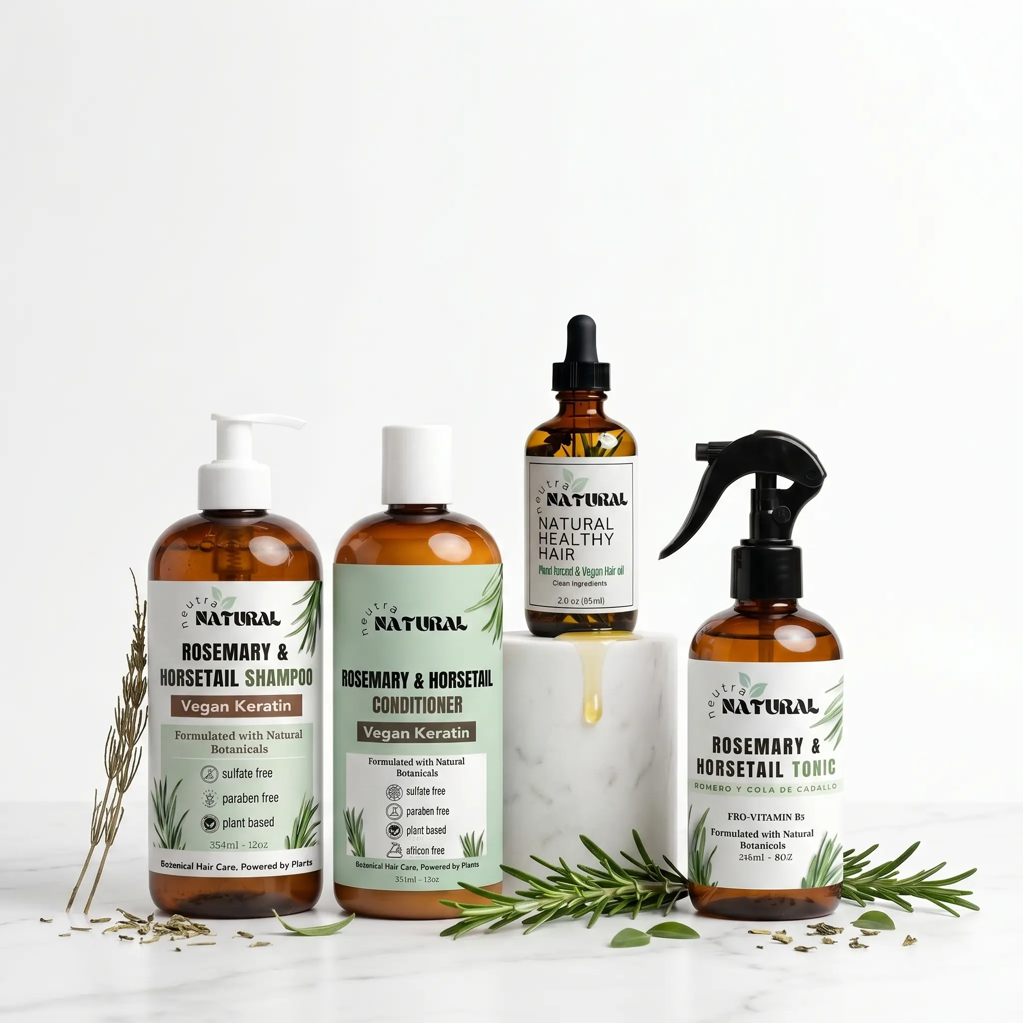 NEUTRA NATURAL Extra Virgin Olive Oil Moisturizer - Tea Tree, Coffee, Rosemary, Castor, Cinnamon Oils, Vegan Clean Beauty Daily Treatment for Dry Scalp, Wavy Hair