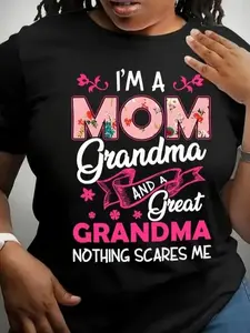 Grandma Women's Graphic Tee Vintage Floral Letter Print Short Sleeve Crewneck T Shirt Soft Breathable Casual Streetwear Top Gift For Mom Grandma Great Grandma Mothers Day Birthday Family Party