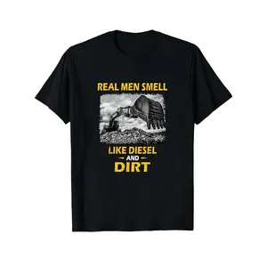 [100% Cotton] 100% Cotton S Funny Construction Worker T-Shirt with Excavator & Bulldozer Graphic - Heavy Design, 100_ Cotton 180gsm Loose Fit Short Sleeve Tee for Heavy Equipment Operators & Lovers (Black)