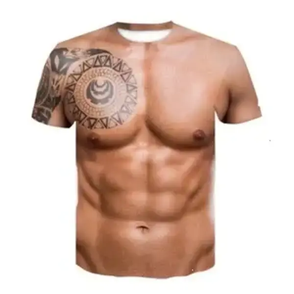 Funny Muscle Body 3D Print Men's T-Shirt Sports Athletics Summer T Shirt
