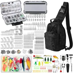 482 Pcs Fishing Gifts  Men Fishing Sling Bag Tool Gear Equipment Accessories Kit Fish Backpack Tackle Box with Tackle Included Fish Hook Remover Tool Lures Lip Gripper