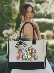 Floral Books Tote Bag for Women - Book Lovers Bag - Library Bag - Church Bag