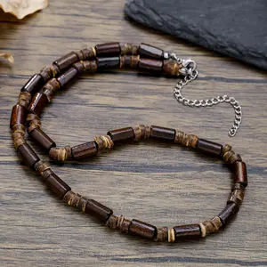 Men's Coconut Shell Beaded Necklace Bohemian Retro Tribal Style Choker for Cultural Fashion