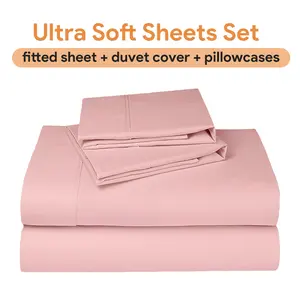 Ultra Soft Sheet Sets with Fitted Sheet with Deep Pockets - Duvet Cover - Pillowcases - Twin, Twin Xl, Full, Queen, King, California King Sizes - Machine Washable