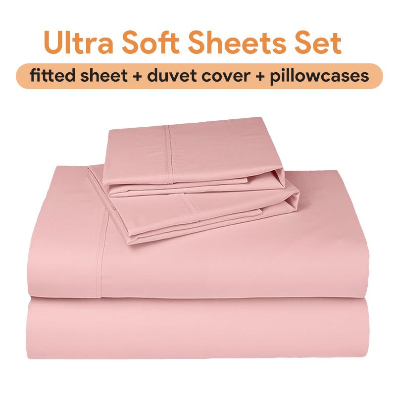 Ultra Soft Sheet Sets with Fitted Sheet with Deep Pockets - Duvet Cover - Pillowcases - Twin, Twin Xl, Full, Queen, King, California King Sizes - Machine Washable