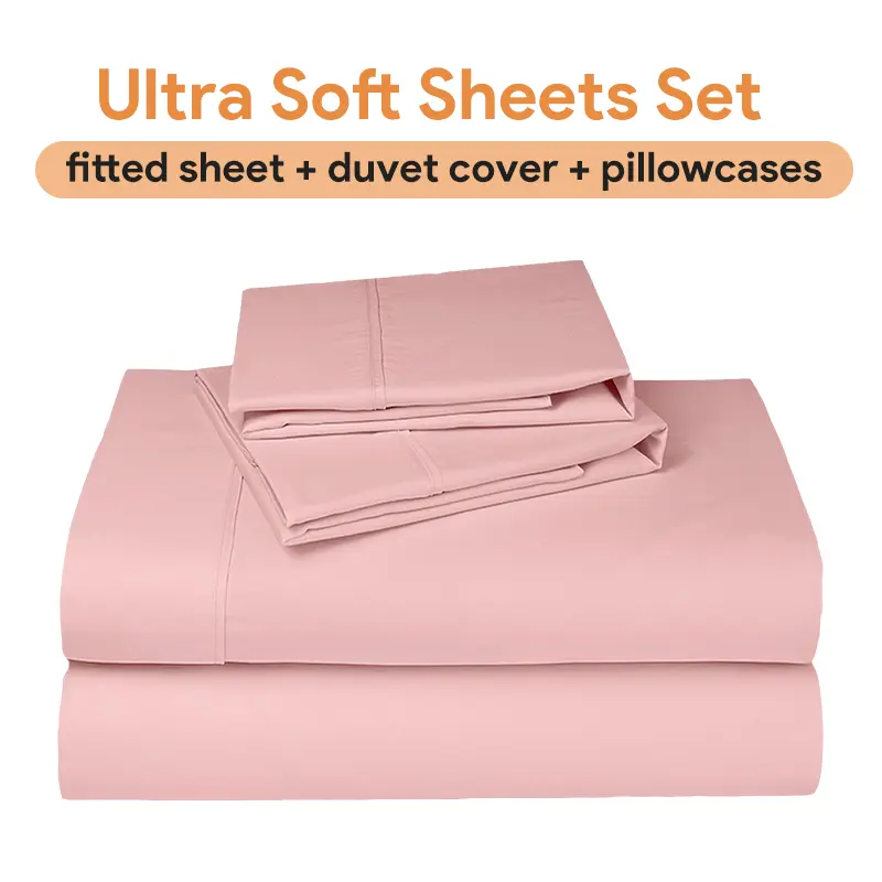 Ultra Soft Sheet Sets with Fitted Sheet with Deep Pockets - Duvet Cover - Pillowcases - Twin, Twin Xl, Full, Queen, King, California King Sizes - Machine Washable