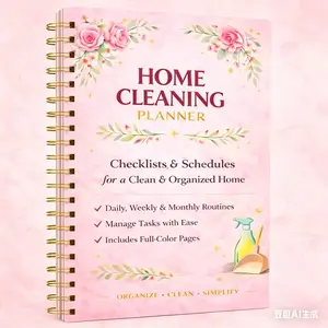 ADHD Friendly Cleaning Planner Notebook | Daily Weekly Monthly Chore Checklist, Anti-Procrastination Home Organizer, A4 Size